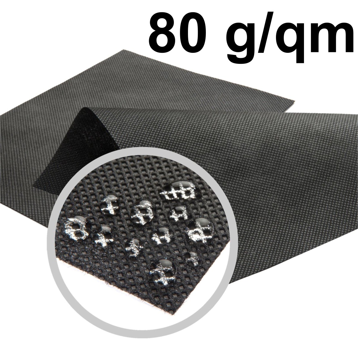 Unkrautvlies 1,60 m x 1,60 m - 2,56 m² - 80 g/m² - schwarz - gefaltet