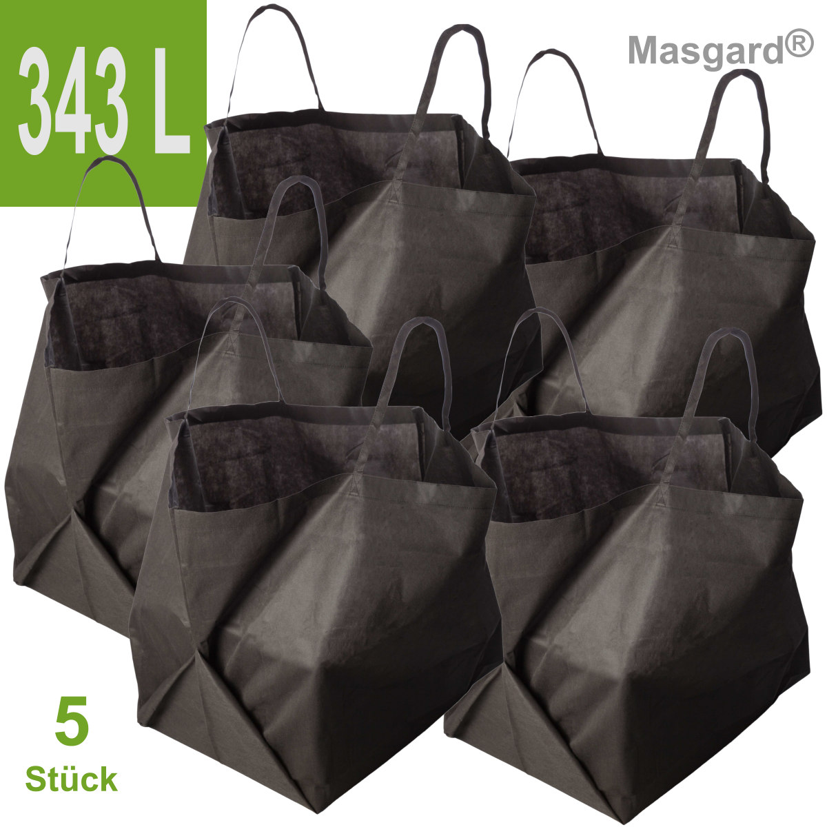 5x Atmungsaktiver Gartensack Kompostsack 343 L   