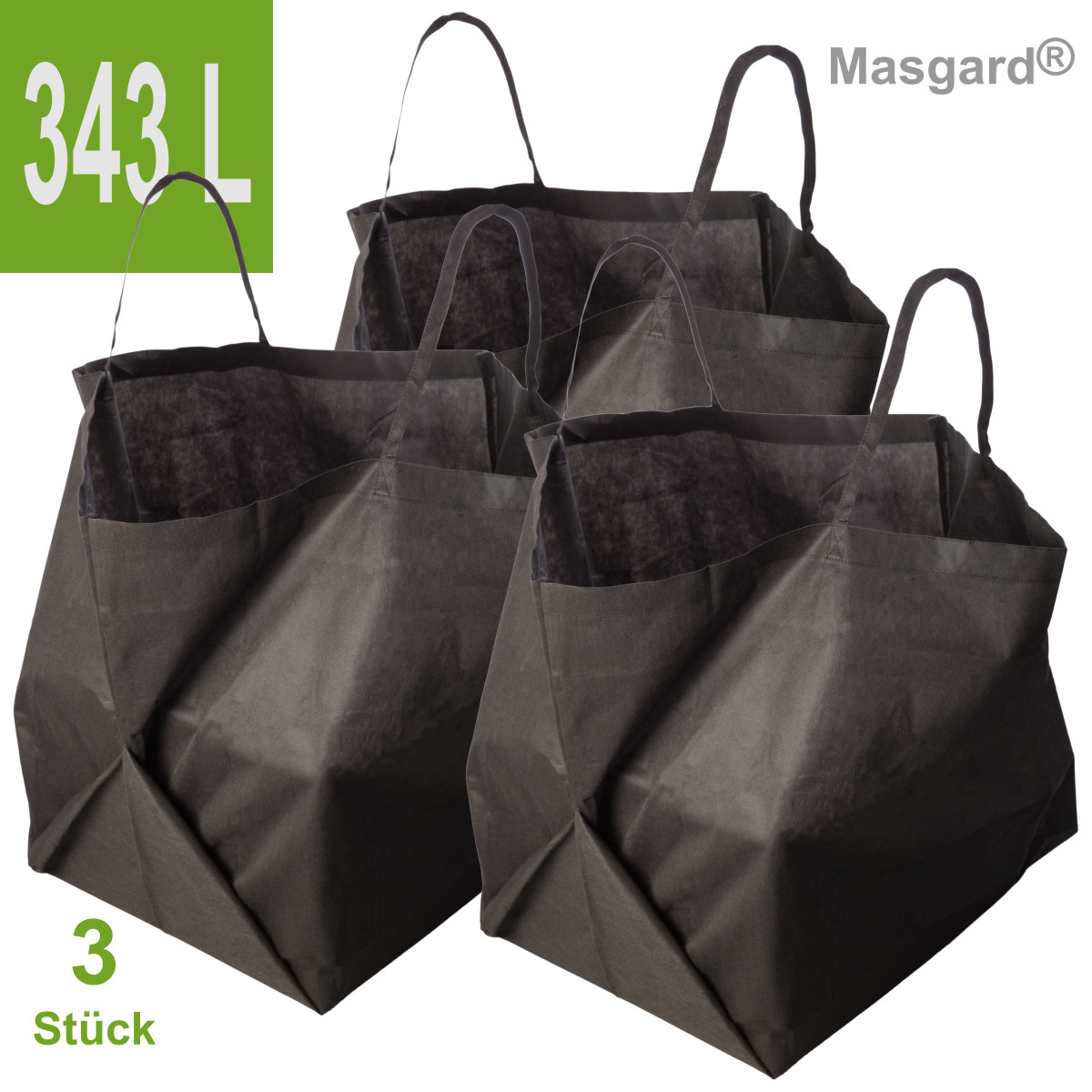 3x Atmungsaktiver Gartensack Kompostsack 343 L  